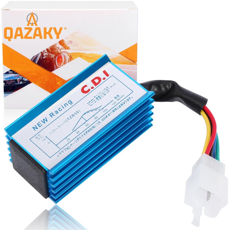 QAZAKY Racing 5 Pins AC CDI Box for GY6 50cc - 70cc 90cc 110cc 125cc 150cc Scooter 4-Stroke Engine ATV Go Kart Moped Quad Pit Dirt Mini Pocket Bike Chopper XR50 CRF50 139QMB 152QMI 157QMJ 5 Pin - Image 1
